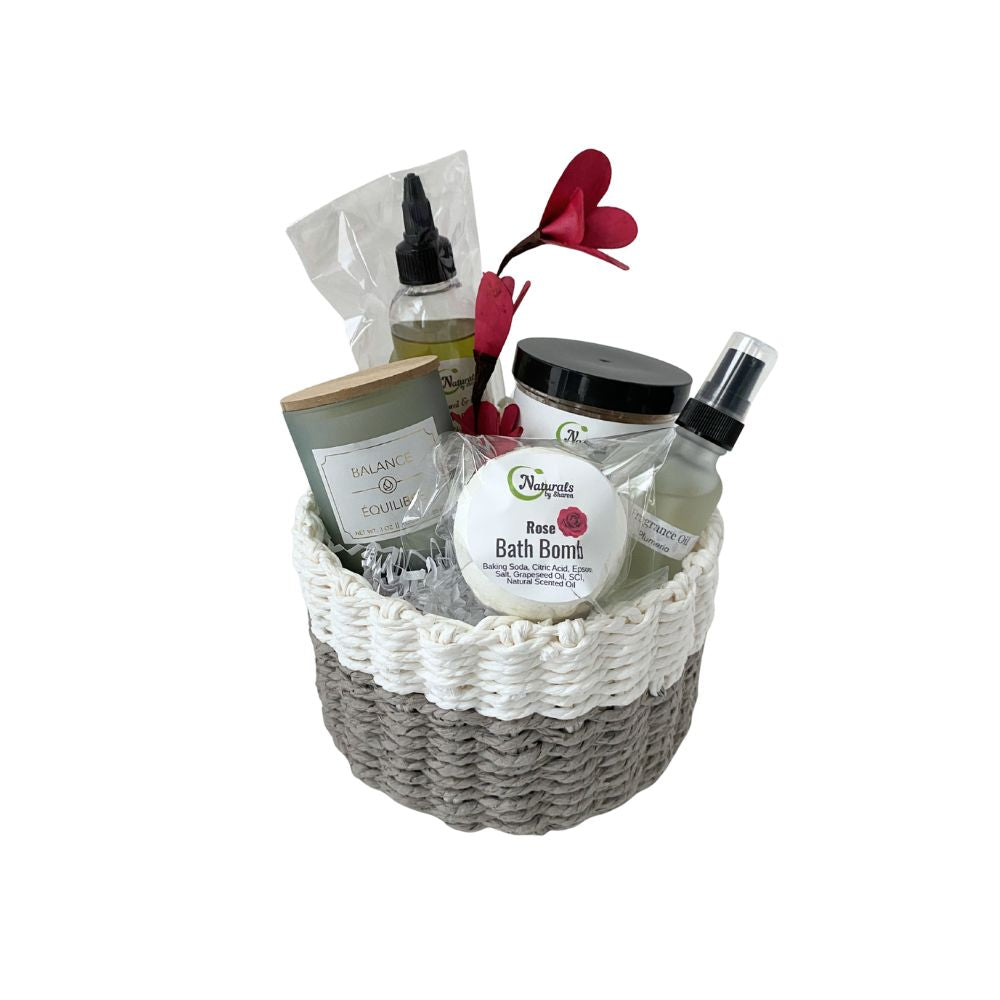 Floral Natural Spa Day Gift Basket